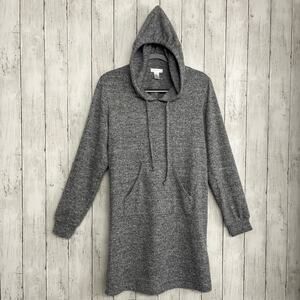 Comfort & Co Gray Long Sleeve Soft Oversized Knee Length Hooded Sweatshirt Dress